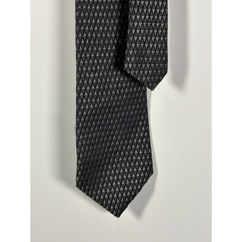 Contissima Tie Mens One Size Silk Geometric Triangle Black Gray Italy Handmade